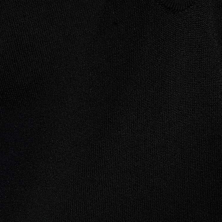 Pre Owned Dolce & Gabbana Black Knit Logo Detail Long Sleeve Top M