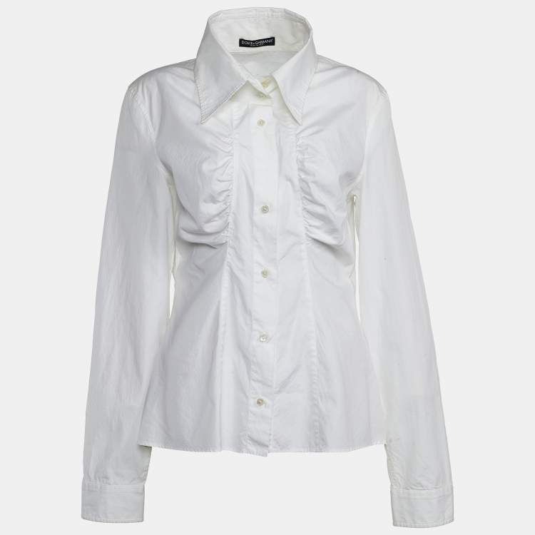 مملوكة مسبقًا Dolce & Gabbana White Cotton Button Front Shirt L