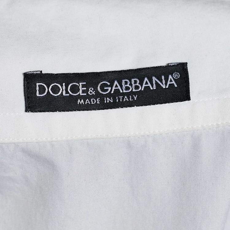 مملوكة مسبقًا Dolce & Gabbana White Cotton Button Front Shirt L