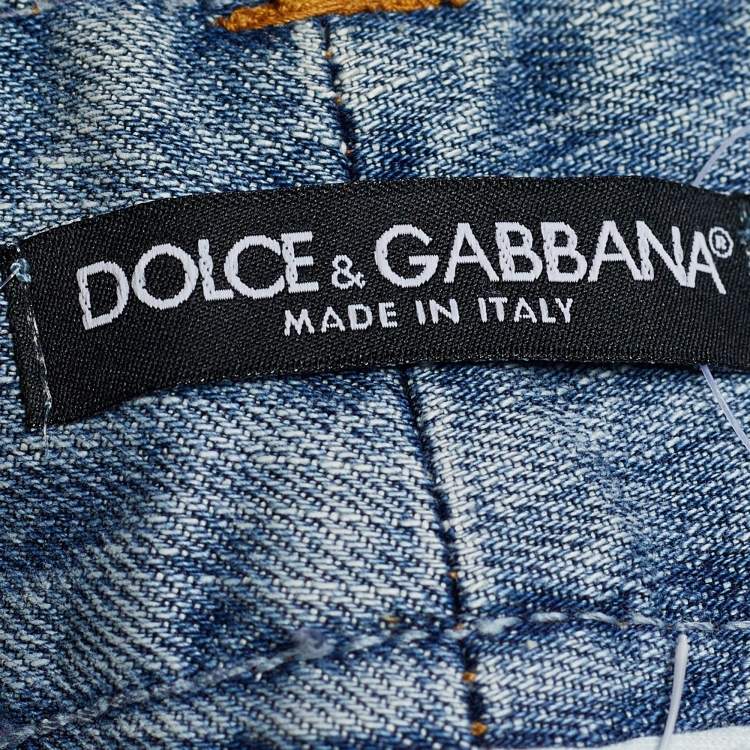 مملوكة مسبقًا Dolce & Gabbana Blue Denim Embellished  Jeans  M/Waist 32"