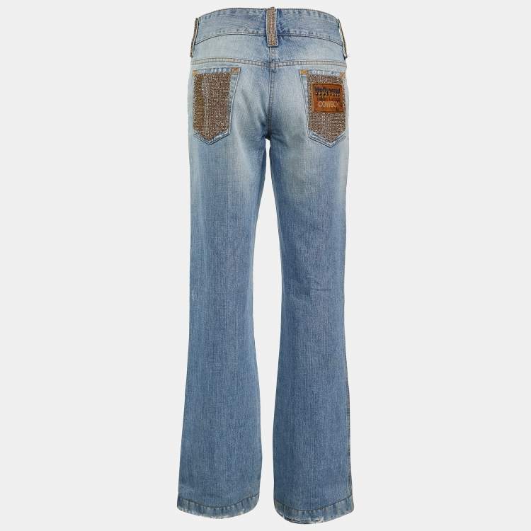 مملوكة مسبقًا Dolce & Gabbana Blue Denim Embellished  Jeans  M/Waist 32"