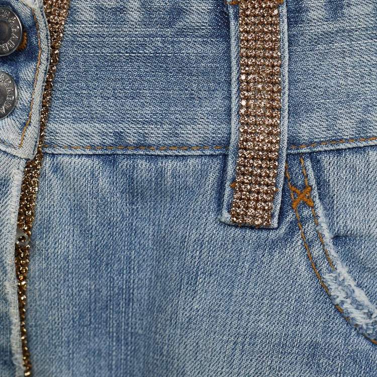 مملوكة مسبقًا Dolce & Gabbana Blue Denim Embellished  Jeans  M/Waist 32"