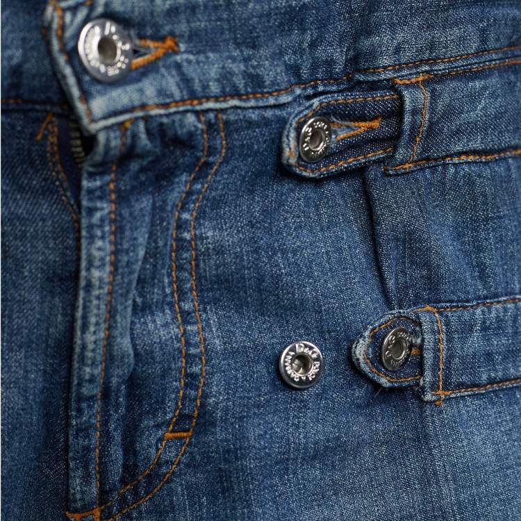 Pre Owned D&G  Blue Denim Ruched Wide Leg Jeans Jeans M/Waist 34"