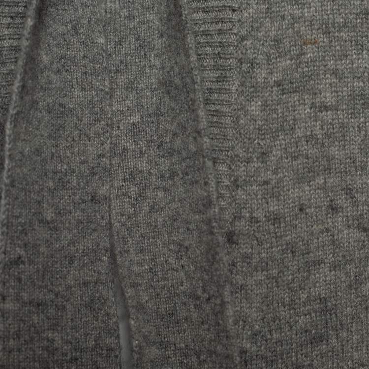 Pre Owned Dolce & Gabbana Grey Knit Tie Crystal Embellished Cardigan M