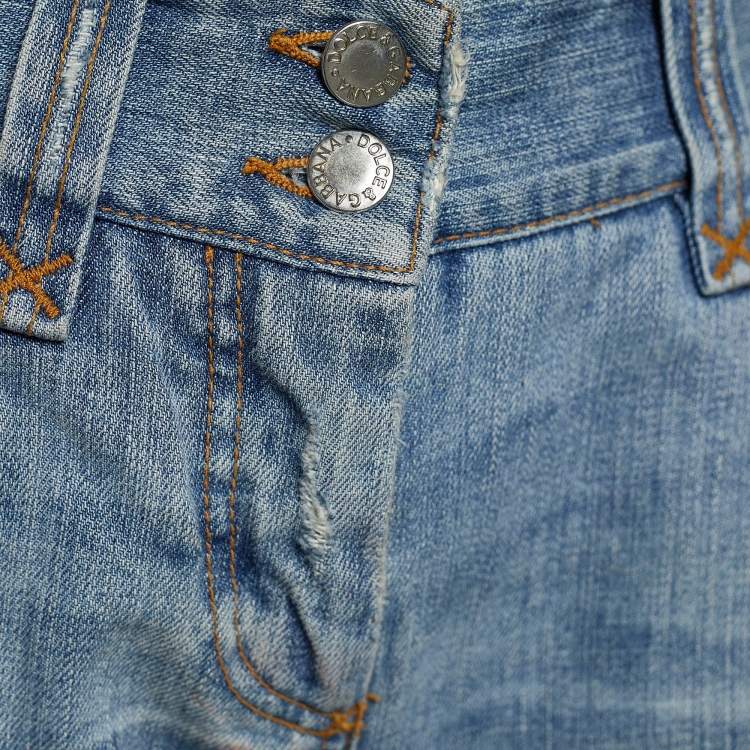 Pre Owned Dolce & Gabbana Blue Wash Denim Boot Cut Jeans M/Waist 30"
