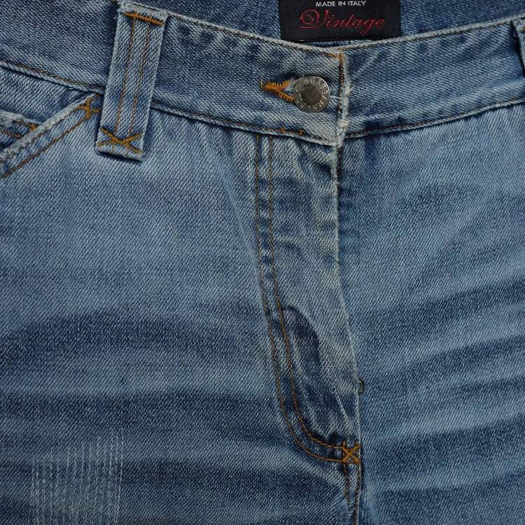 Pre Owned Dolce & Gabbana Blue Wash Denim Boot Cut Jeans M/Waist 30"