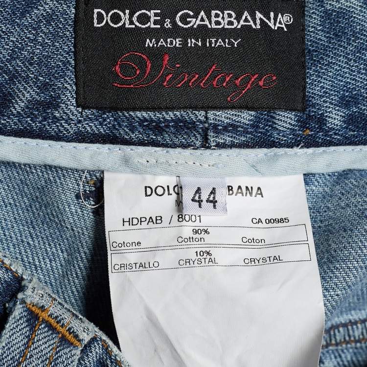 Pre Owned Dolce & Gabbana Blue Wash Denim Boot Cut Jeans M/Waist 30"