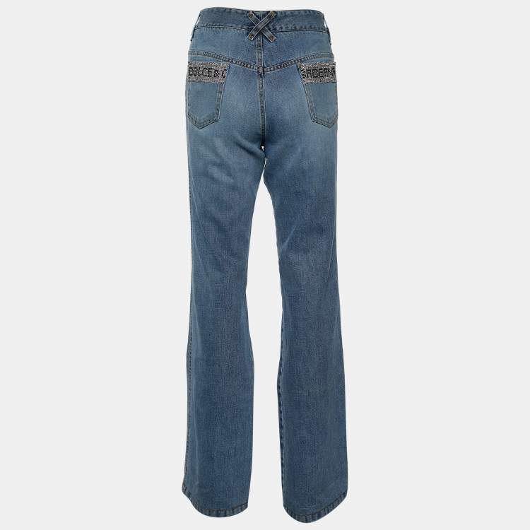 Pre Owned Dolce & Gabbana Blue Wash Denim Boot Cut Jeans M/Waist 30"