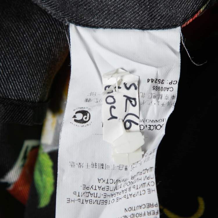 Pre Owned Dolce & Gabbana Black Silk Cocktail Print Button Front Pajama Shirt M