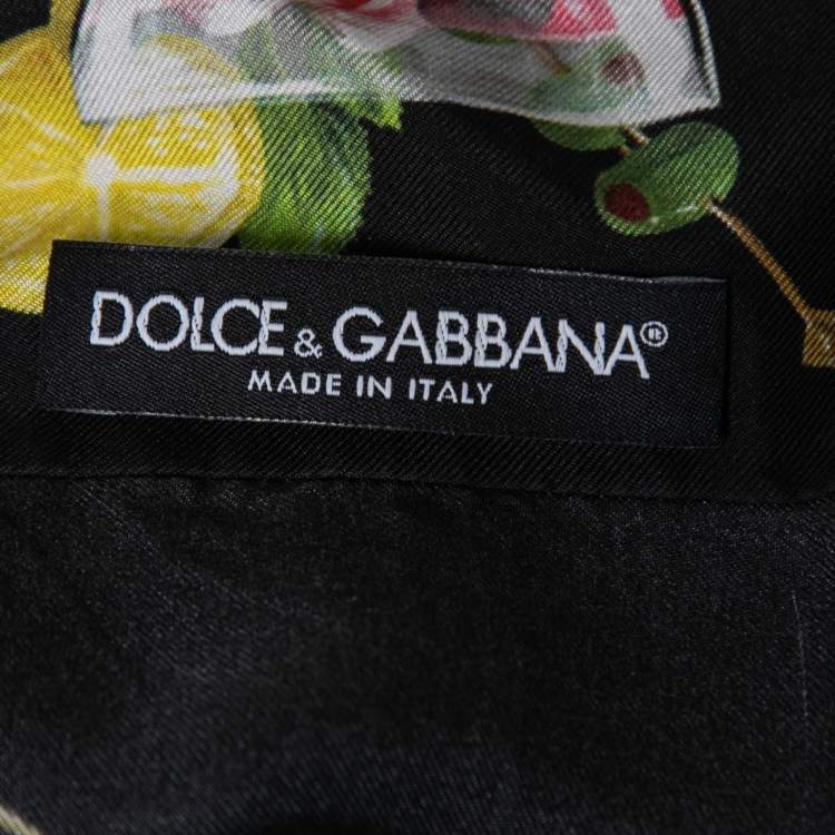 Pre Owned Dolce & Gabbana Black Silk Cocktail Print Button Front Pajama Shirt M