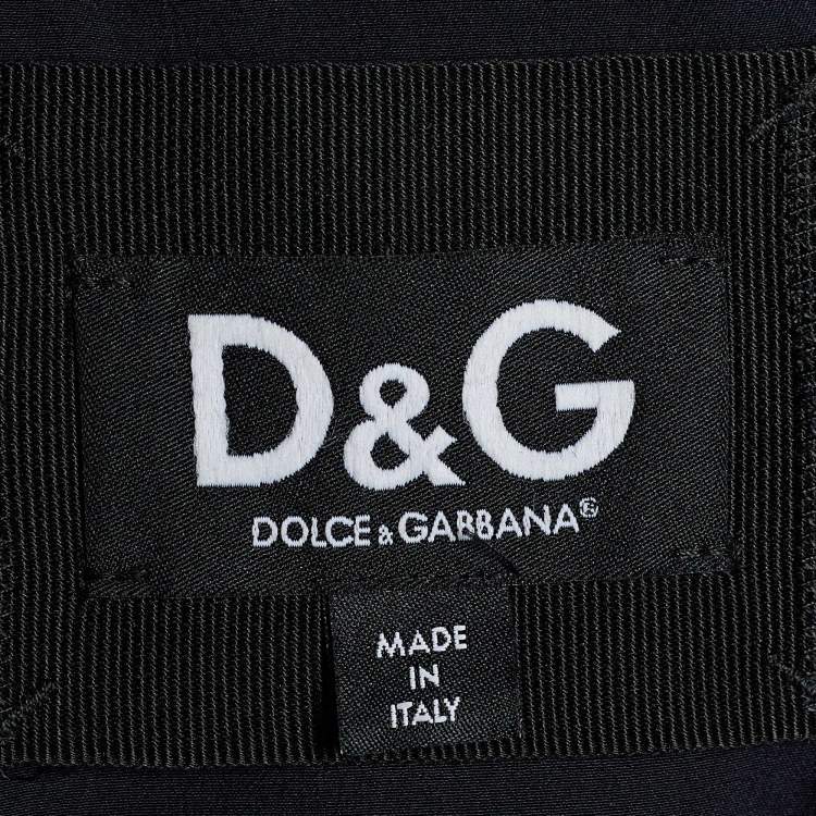 Pre Owned Dolce & Gabbana Blue Sequined Single Button Long Blazer M