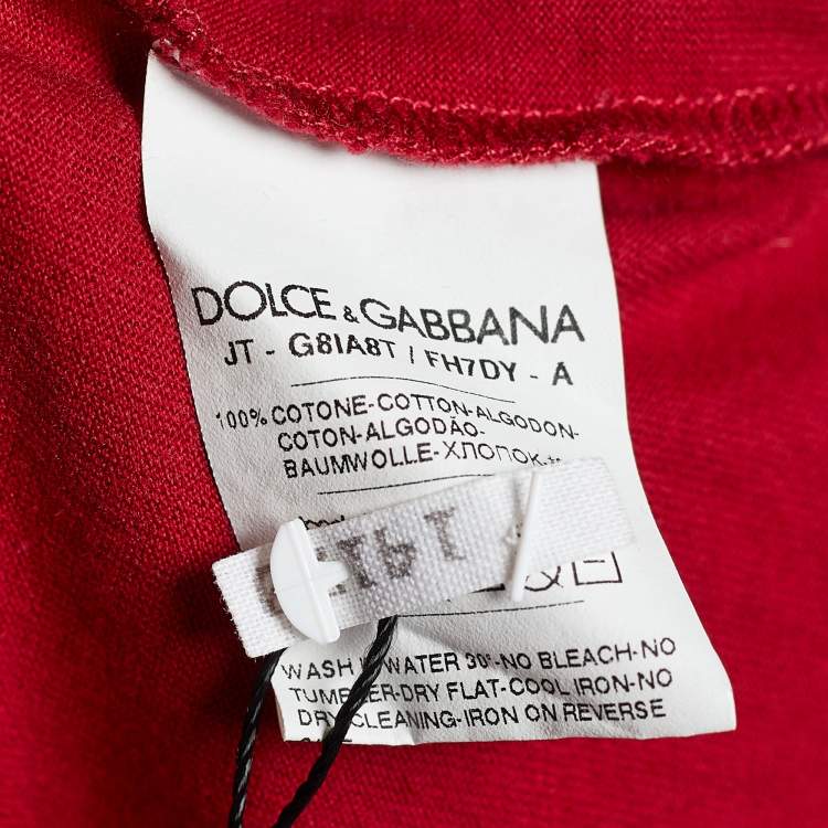Pre Owned Dolce & Gabbana Burgundy Logo Print Jersey T-shirt XL