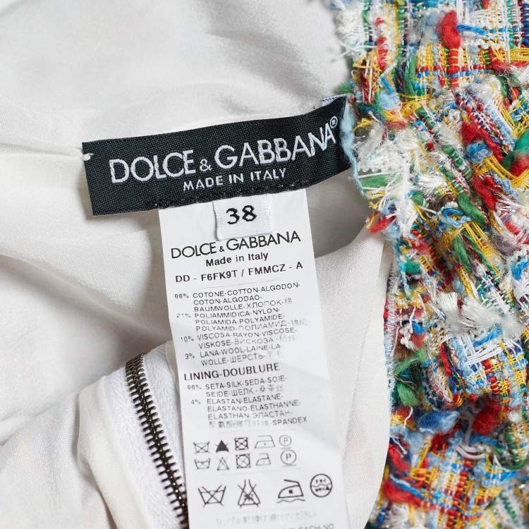 مملوكة مسبقًا Dolce & Gabbana Multicolor Tweed Sleeveless Shift Dress S