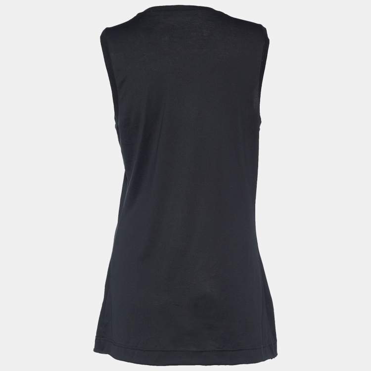 Pre Owned Dolce & Gabbana Black Cotton Embellished Tank Top M