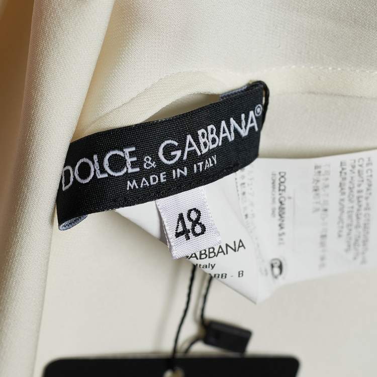 مملوكة مسبقًا Dolce & Gabbana Cream Silk Blend Lace Trim Blouse L