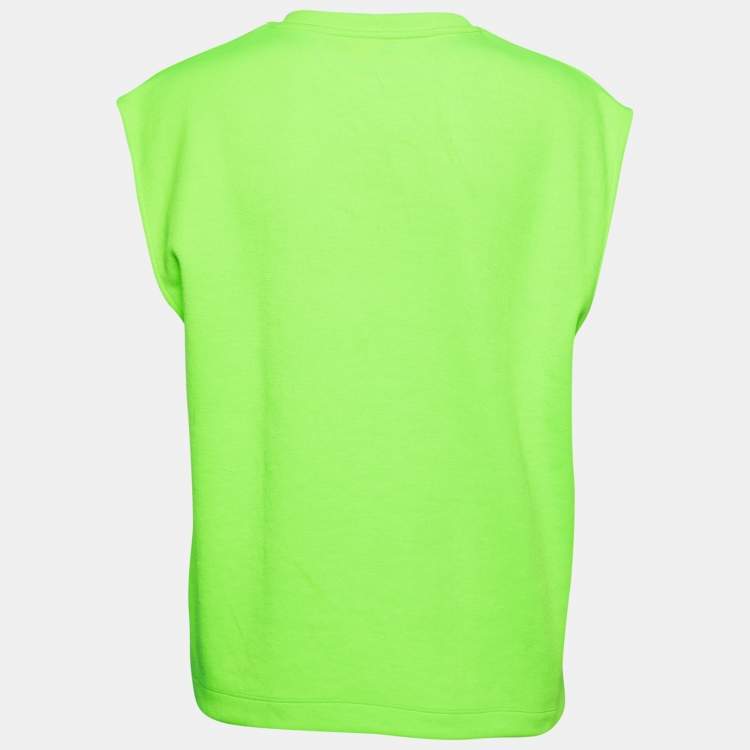 Pre Owned Dolce & Gabbana Green Knit DG Sequin Embellished Sleeveless Top M