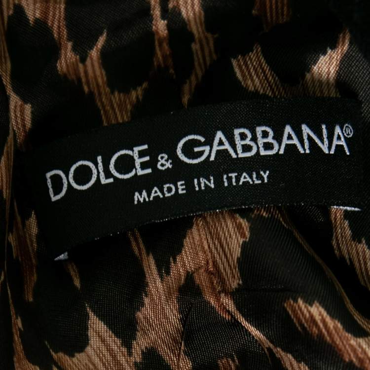 Pre Owned Dolce & Gabbana Black Velvet Vintage Velcro Front Blazer S