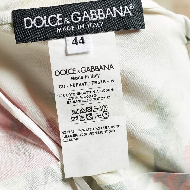 Pre Owned Dolce & Gabbana White Floral Print Cotton Sleeveless Dress M