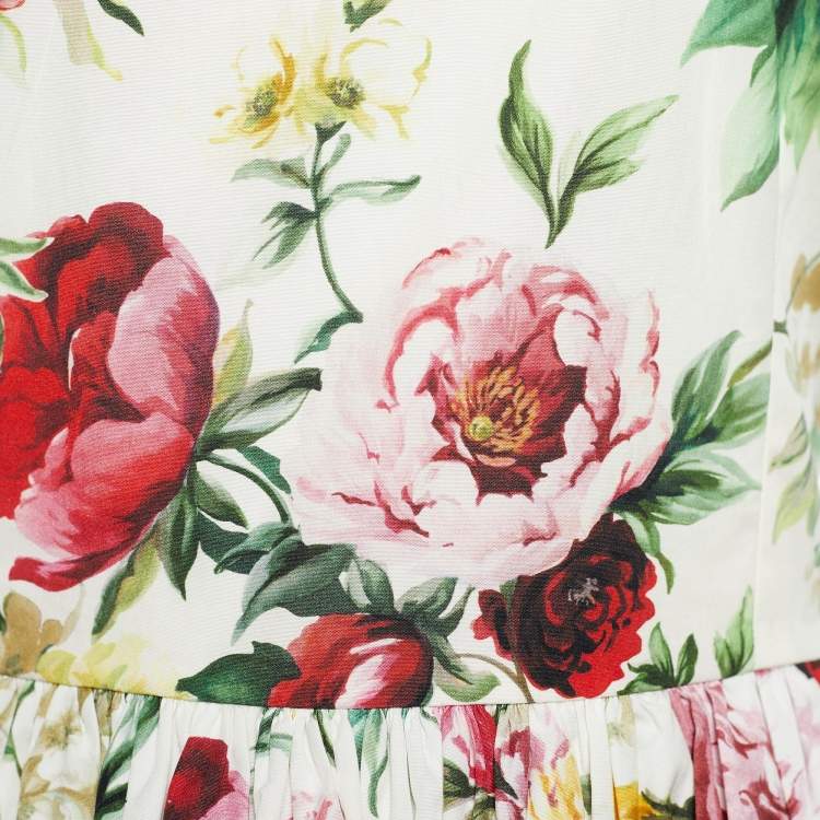 Pre Owned Dolce & Gabbana White Floral Print Cotton Sleeveless Dress M