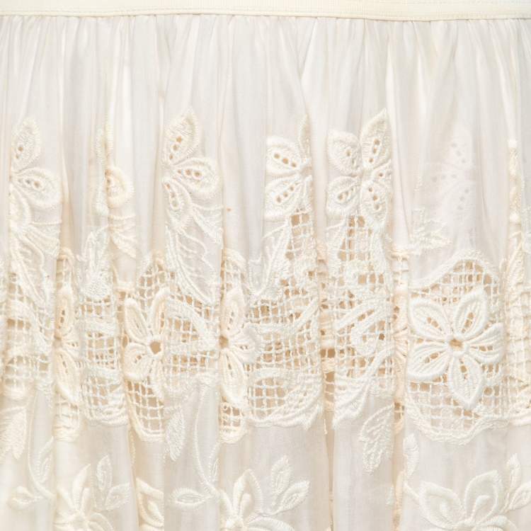 Pre Owned Dolce & Gabbana Cream Lace Mini Skirt S