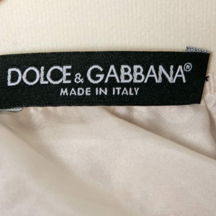 Pre Owned Dolce & Gabbana Cream Lace Mini Skirt S