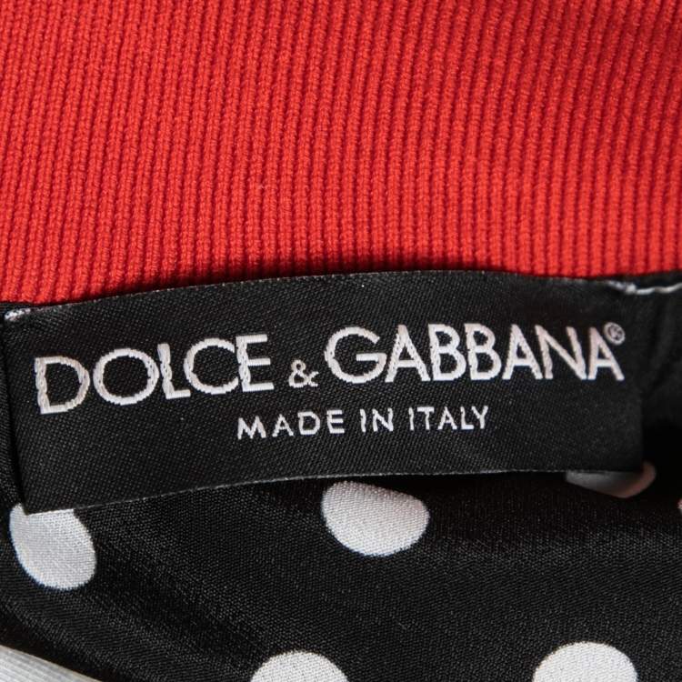 Pre Owned Dolce & Gabbana Cream Printed Silk Zip Front Jacket M