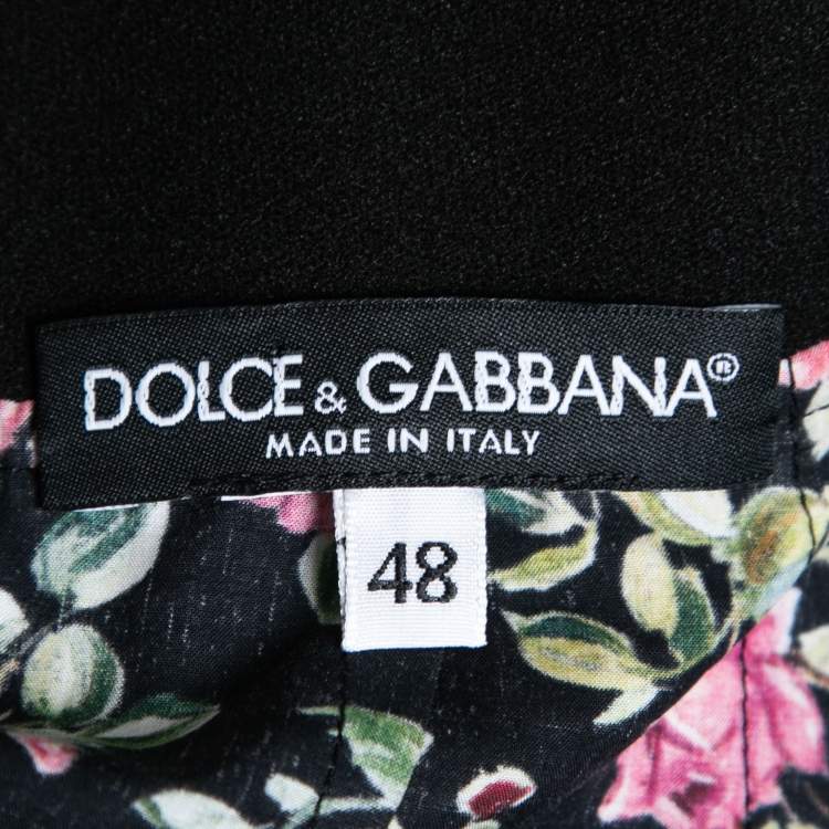 Pre Owned Dolce & Gabbana Black Rose Printed Cotton Ruffle Hem Maxi Skirt L