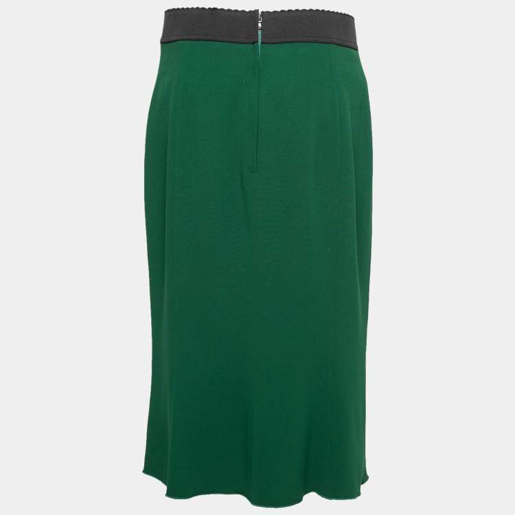مملوكة مسبقًا Dolce & Gabbana Green Crepe Midi Skirt L