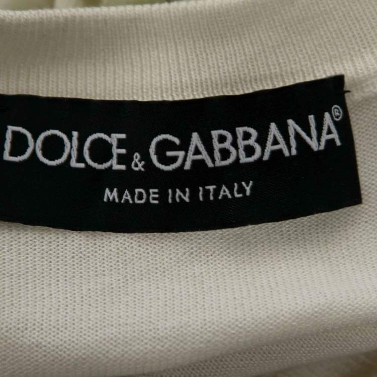 Pre Owned Dolce & Gabbana Cream Knit Floral Appliqué Long Sleeve Sweater S