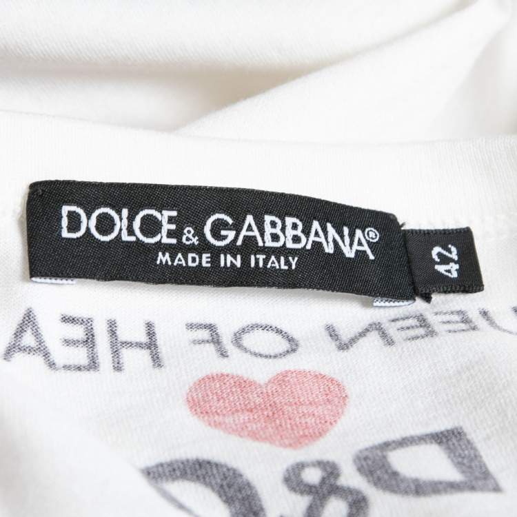 Pre Owned Dolce & Gabbana White Cotton Printed Crew Neck T-Shirt M