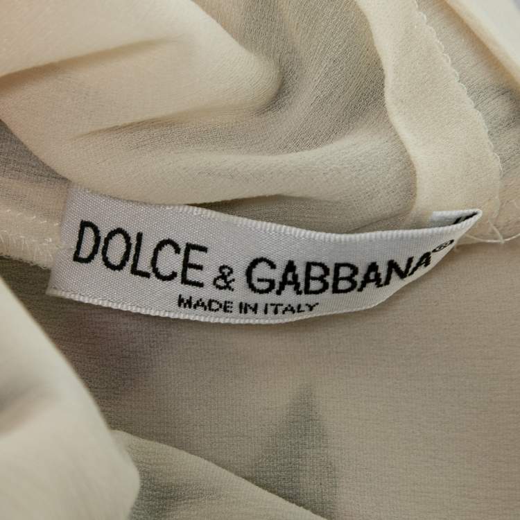 Pre Owned Dolce & Gabbana Beige Red Rose Printed Chiffon Sleeveless Midi Dress S