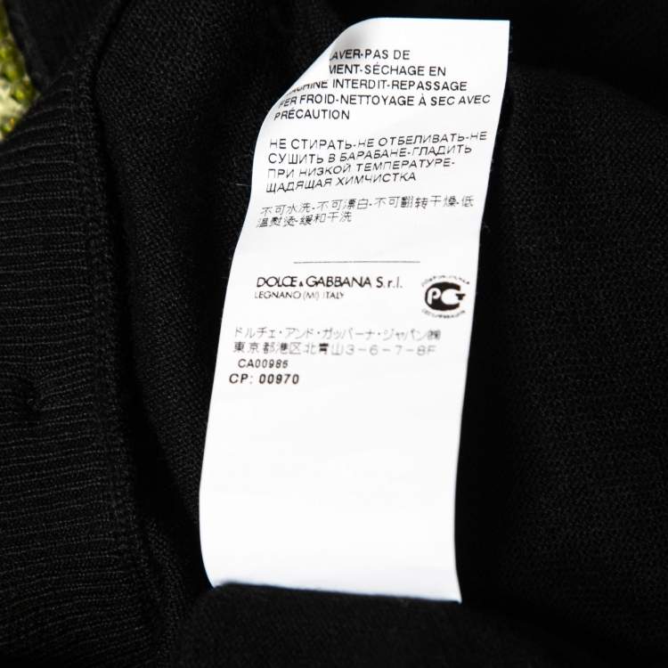 Pre Owned Dolce & Gabbana Black Wool Floral Embroidered and Embellished Button Front Cardigan M