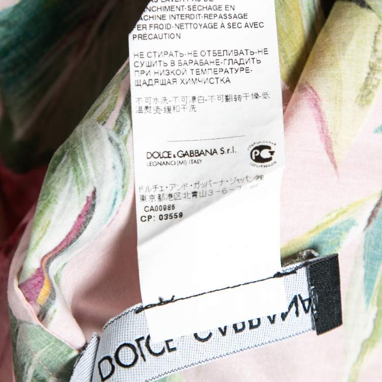 مملوكة مسبقًا Dolce & Gabbana Pink Floral Print Poplin Flounce Overlay Top L