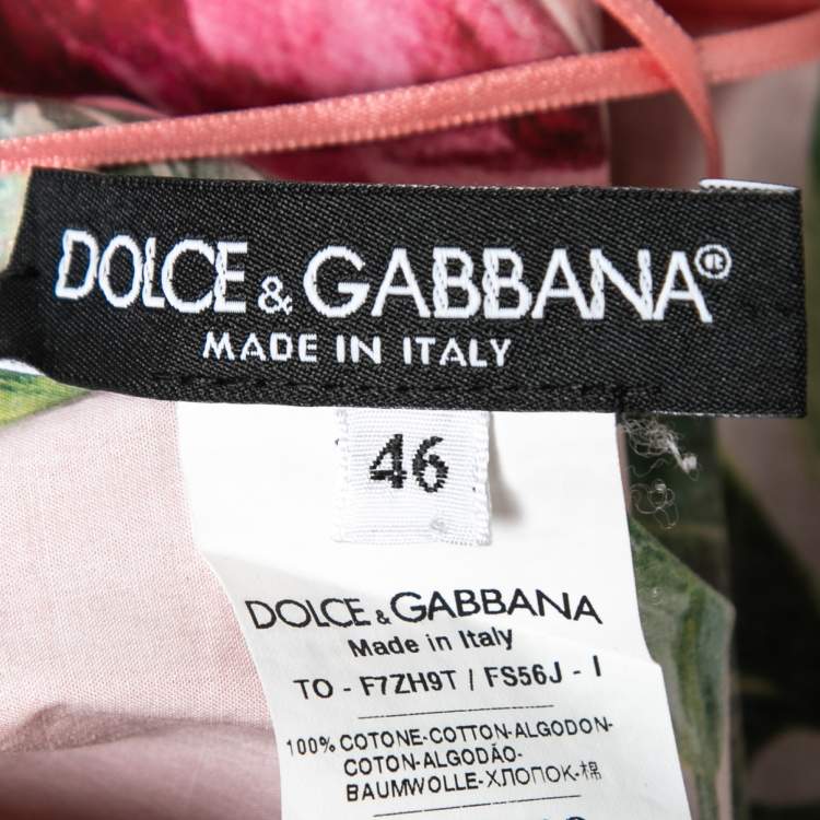 مملوكة مسبقًا Dolce & Gabbana Pink Floral Print Poplin Flounce Overlay Top L