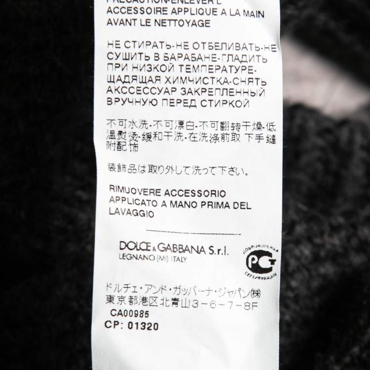 Pre Owned Dolce & Gabbana Dark Grey Alpaca Blend Cropped Cardigan L
