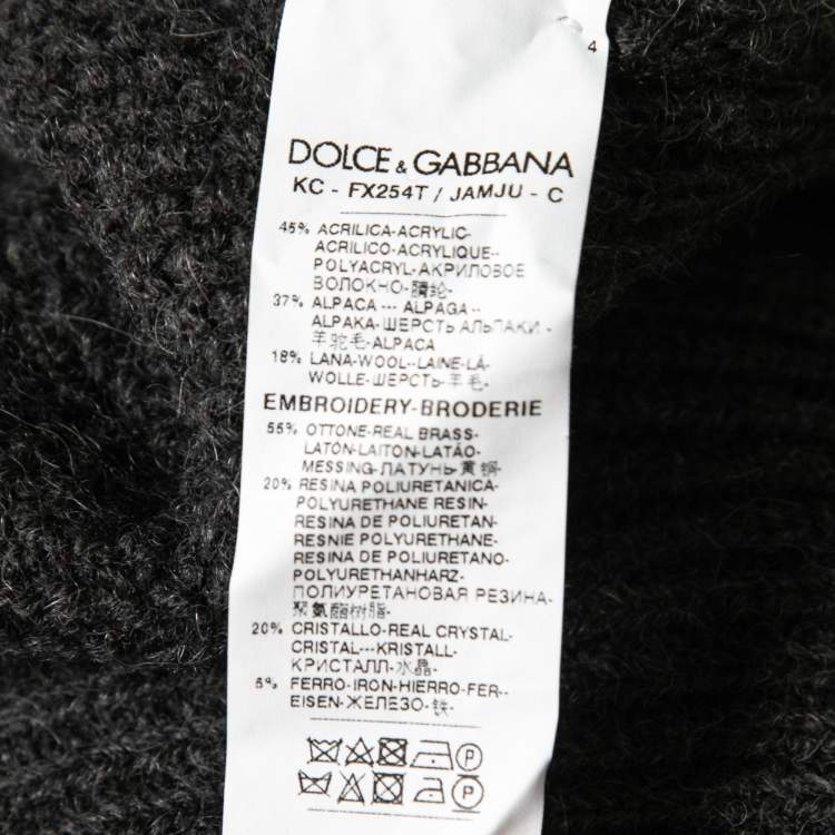 Pre Owned Dolce & Gabbana Dark Grey Alpaca Blend Cropped Cardigan L