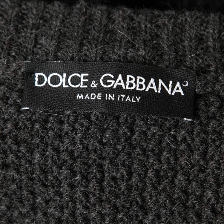 Pre Owned Dolce & Gabbana Dark Grey Alpaca Blend Cropped Cardigan L