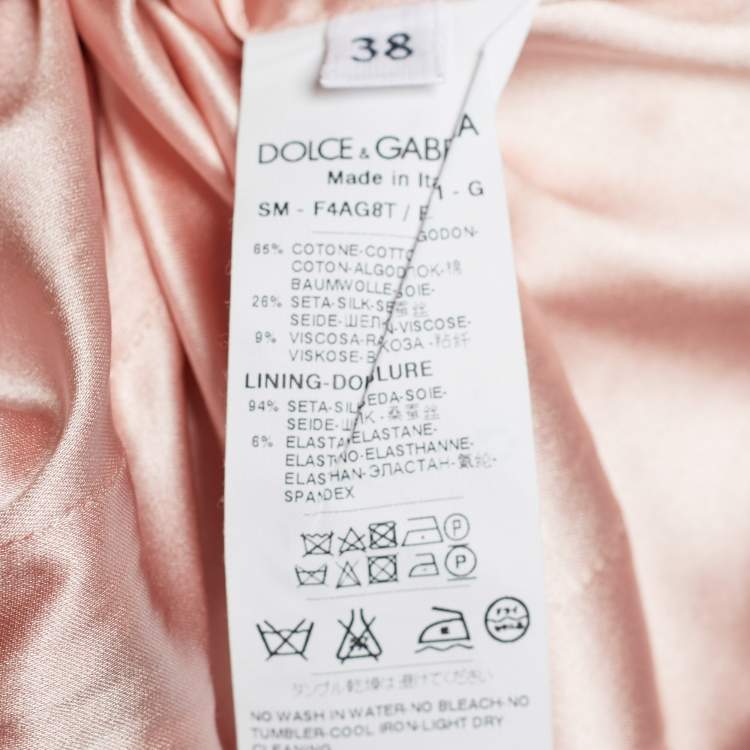 Pre Owned Dolce & Gabbana Pink Rose Print Cotton & Silk Jacquard Mini Skirt S