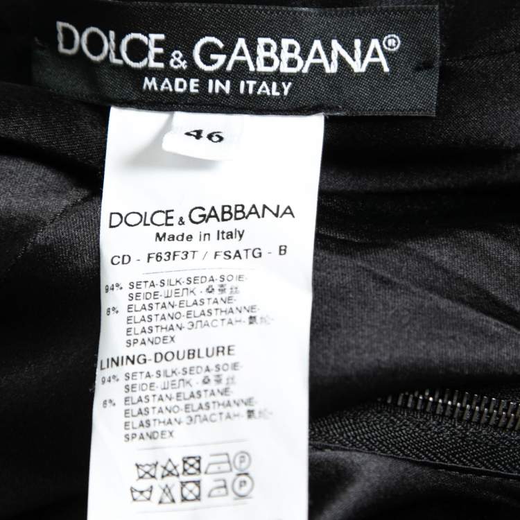 Pre Owned Dolce & Gabbana Black Floral Printed Side Ruched Dress L