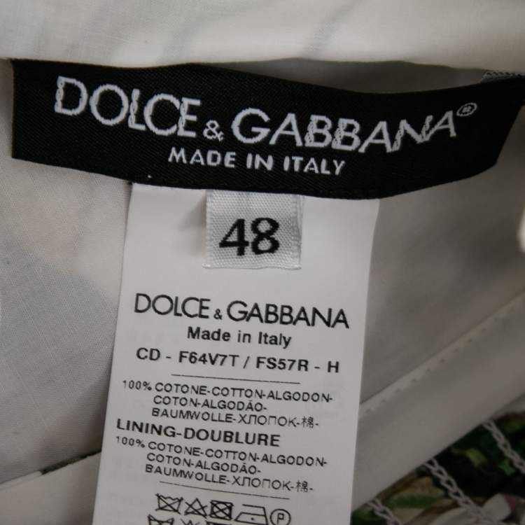Pre Owned Dolce & Gabbana White Floral Printed Poplin Bustier Dress L