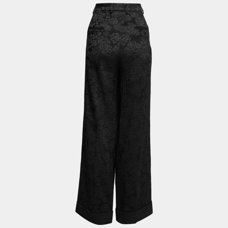 Pre Owned Dolce & Gabbana Black Brocade Trousers M