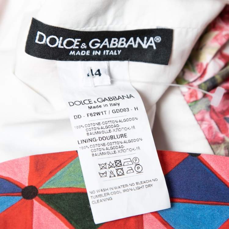 Pre Owned Dolce & Gabbana Multicolor Floral Printed Button Embellished Front Sleeveless Midi Dress M