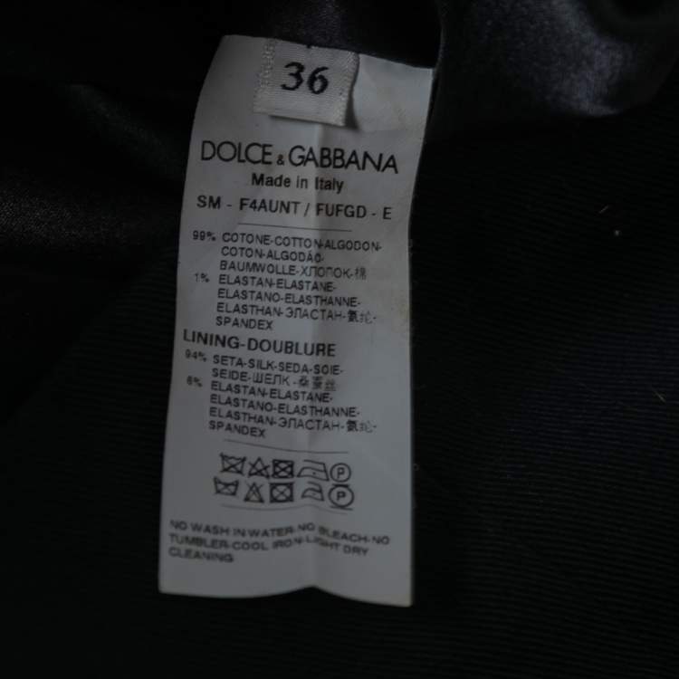 Pre Owned Dolce & Gabbana Black Cotton Button Detail Skirt XS