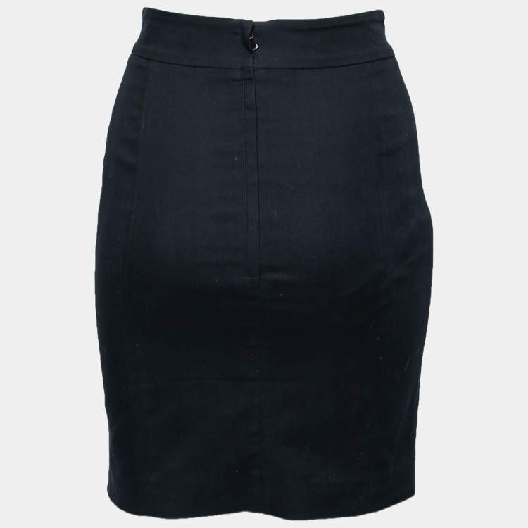 Pre Owned Dolce & Gabbana Black Cotton Button Detail Skirt XS