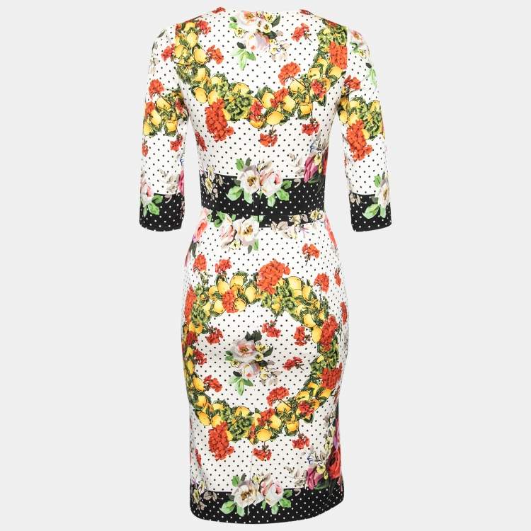 Pre Owned Dolce & Gabbana Multicolor Floral Print Silk Dress S
