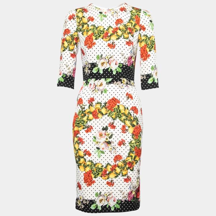 Pre Owned Dolce & Gabbana Multicolor Floral Print Silk Dress S