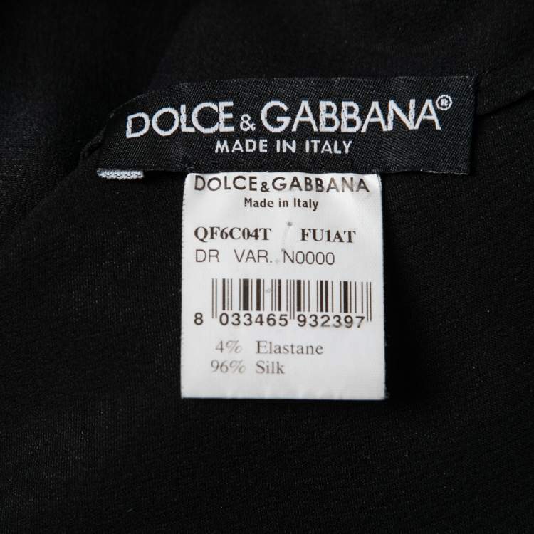 Pre Owned Dolce & Gabbana Black Sheer Silk Ruched Waist Dress M