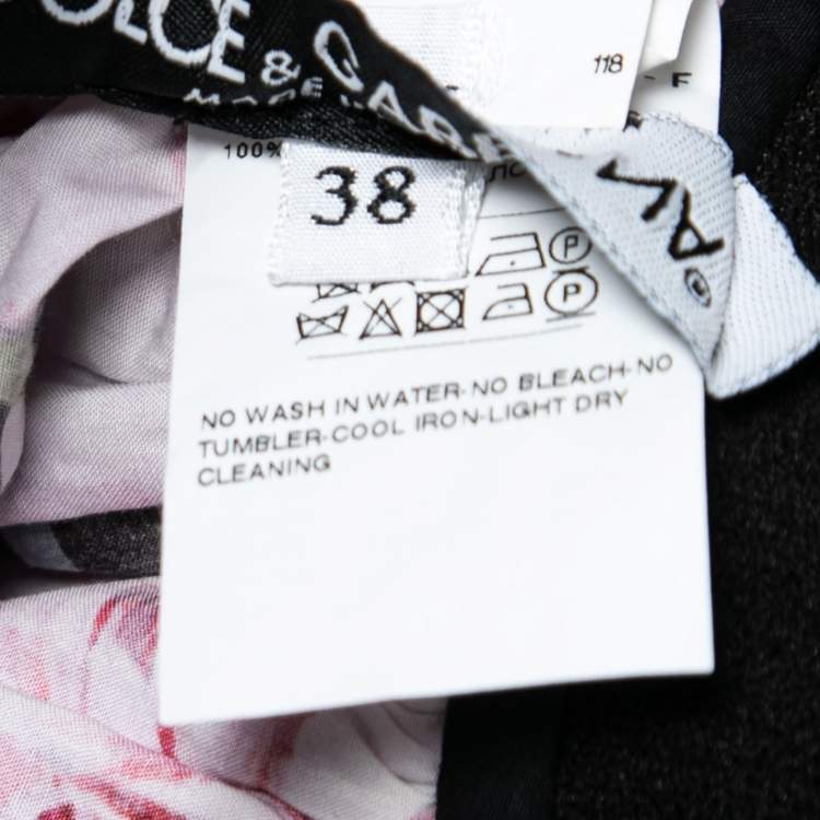 Pre Owned Dolce & Gabbana Black & Pink Floral Printed Poplin Maxi Skirt S