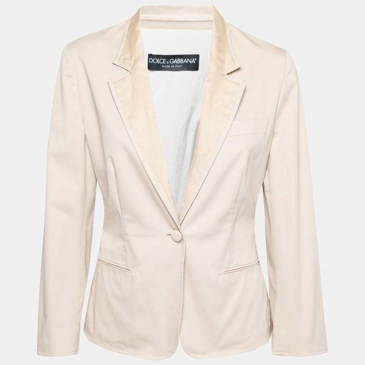Pre Owned Dolce & Gabbana Beige Cotton Single Breasted Blazer M