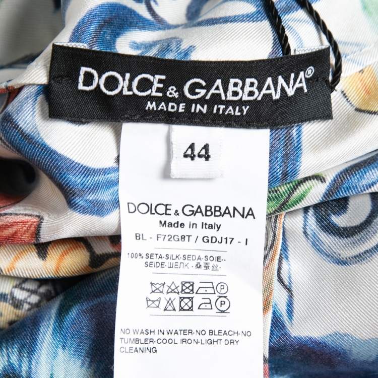 Pre Owned Dolce & Gabbana Multicolor Floral Print Silk Blouse M